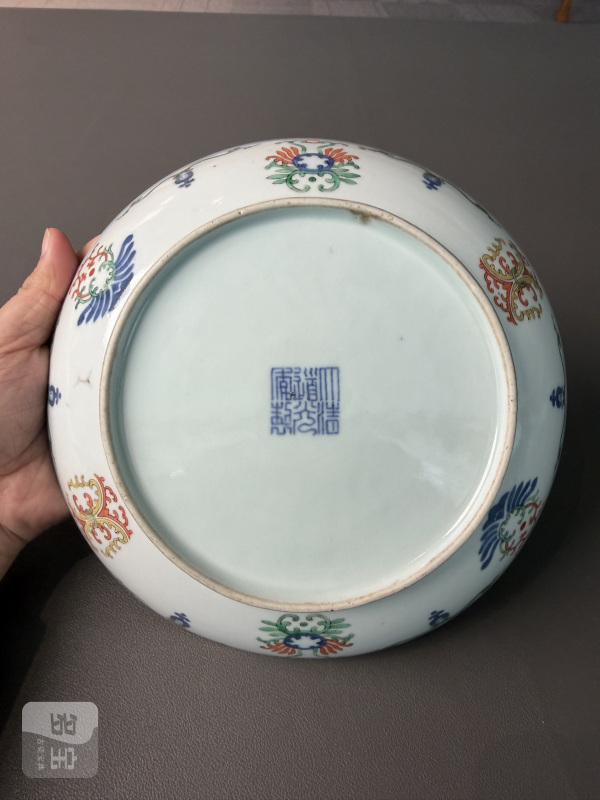 清道光 斗彩忍冬纹盘 - 图4